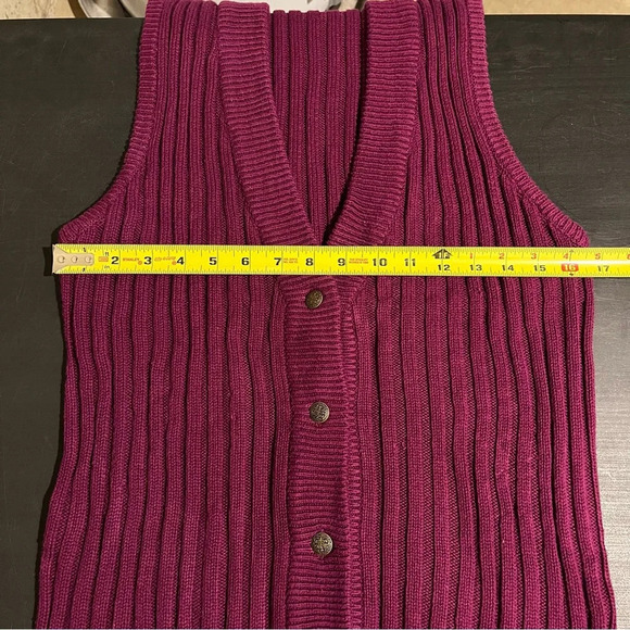 Y2K Vtg American Eagle Magenta Knit Sweater Vest S Chunky Cabincore Preppy Fall - Picture 6 of 7